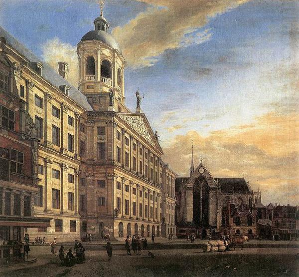Jan van der Heyden Amsterdam, Dam Square with the Town Hall and the Nieuwe Kerk china oil painting image
